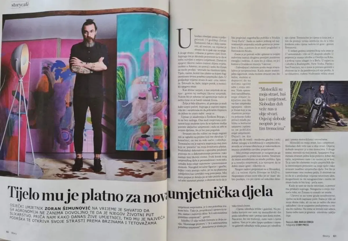 Article about Zoran Šimunović in Croatian Story Magazine